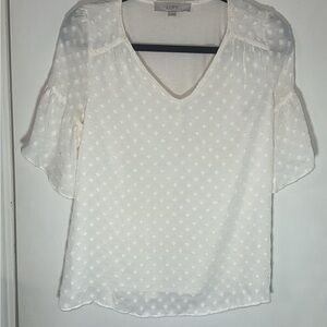 LOFT Off-White Short Sleeve Blouse